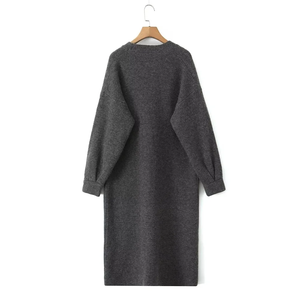Taop&Za Autumn New Product Women's Casual Versatile Thick Long Sleeve Sweater cardigan Long Coat 5