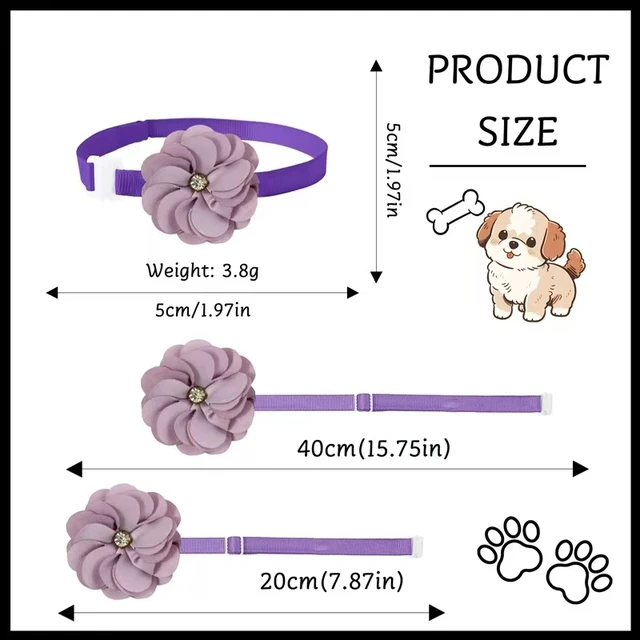 1/6pcs Handmade Dog Collars Flower Adjustable Pet Dog Bowties Neckties Lace Dog Bow Ties Pet Grooming Accessories For Dogs 6