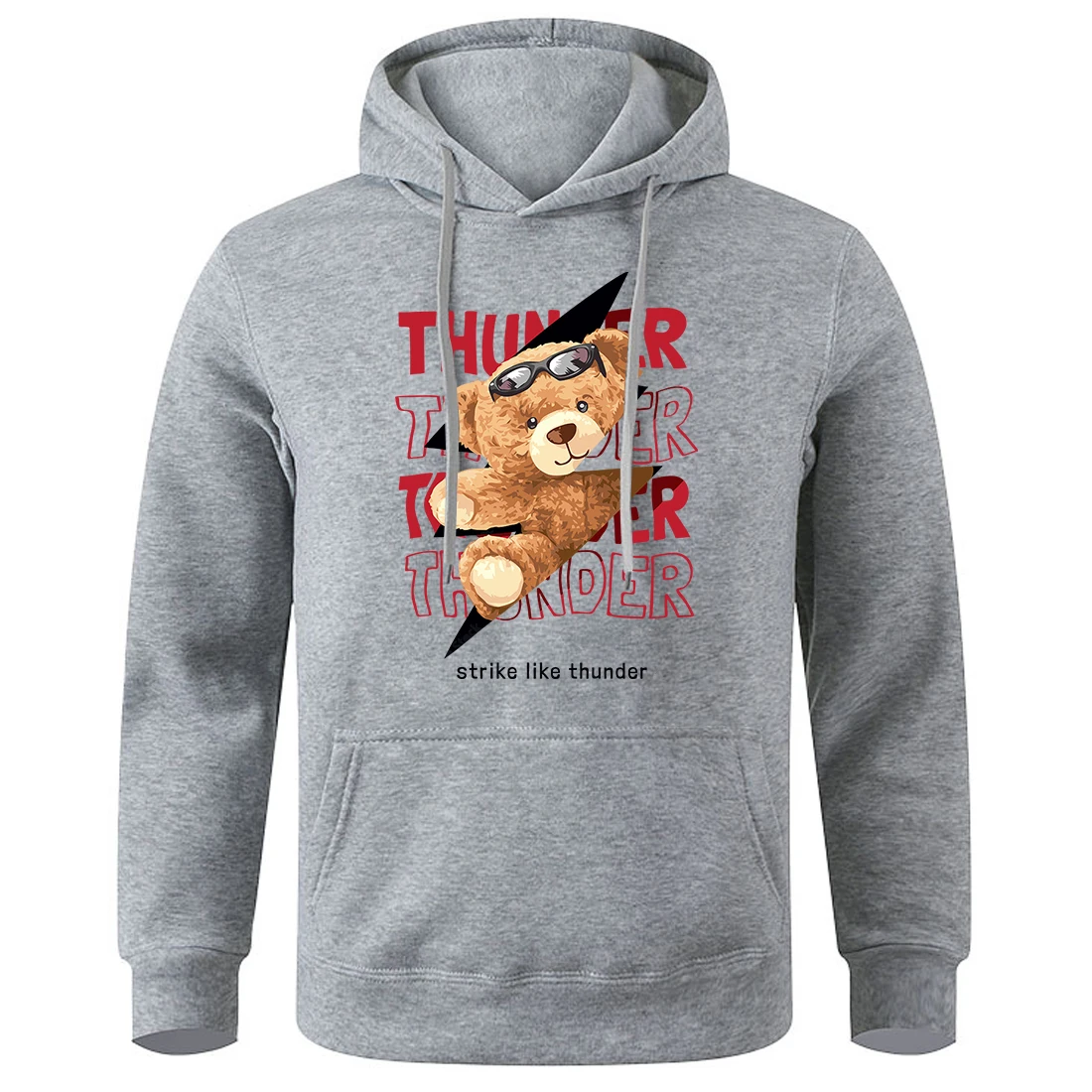 

Teddy Bear Strike Like Thunder Men Hoodie Graphic Novelty Hooded Shirt Loose Oversized New Tracksuit Colorful Fashion Man Hooded