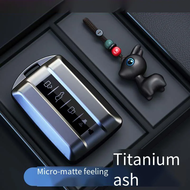 Premium Titanium Gray Car Key Case - Stylish Remote Cover Fob Keychain Holder Accessory