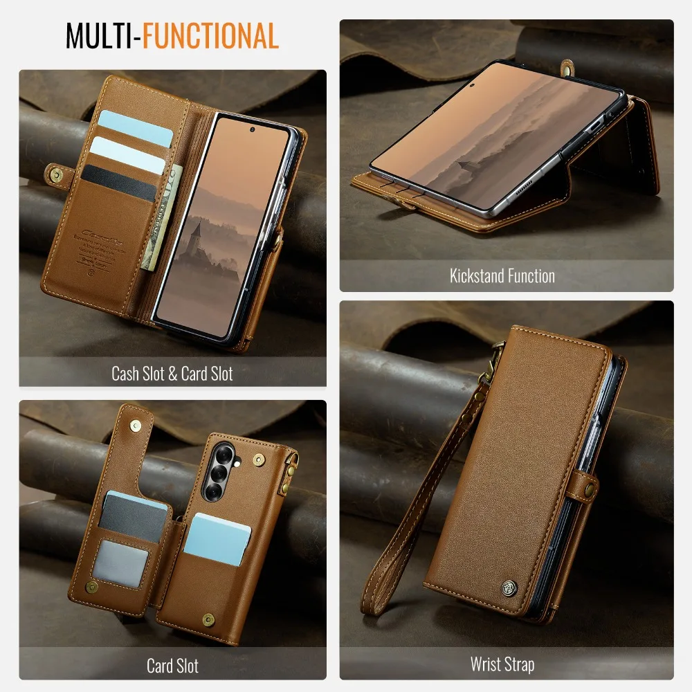 Luxury RFID Leather Wallet Case - 7-Card Holder with Magnetic Closure