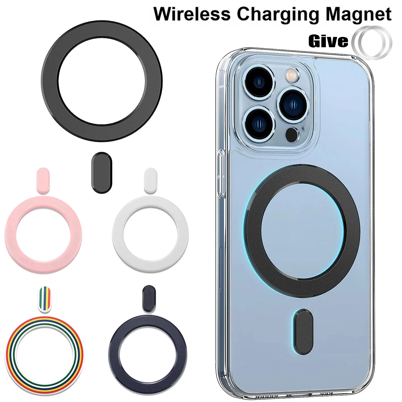 Universal Magnetic Ring Sticker for Wireless Charging and Car Holder, 2-in-1 Magnet Ring