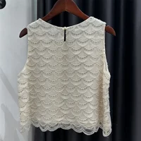 Bling Bling Sequined Tanks Tops Women Fashion Heavy Industry Double-sided Beaded Vest Vacation Leisure Beaded  Chiffon Top - Image 3