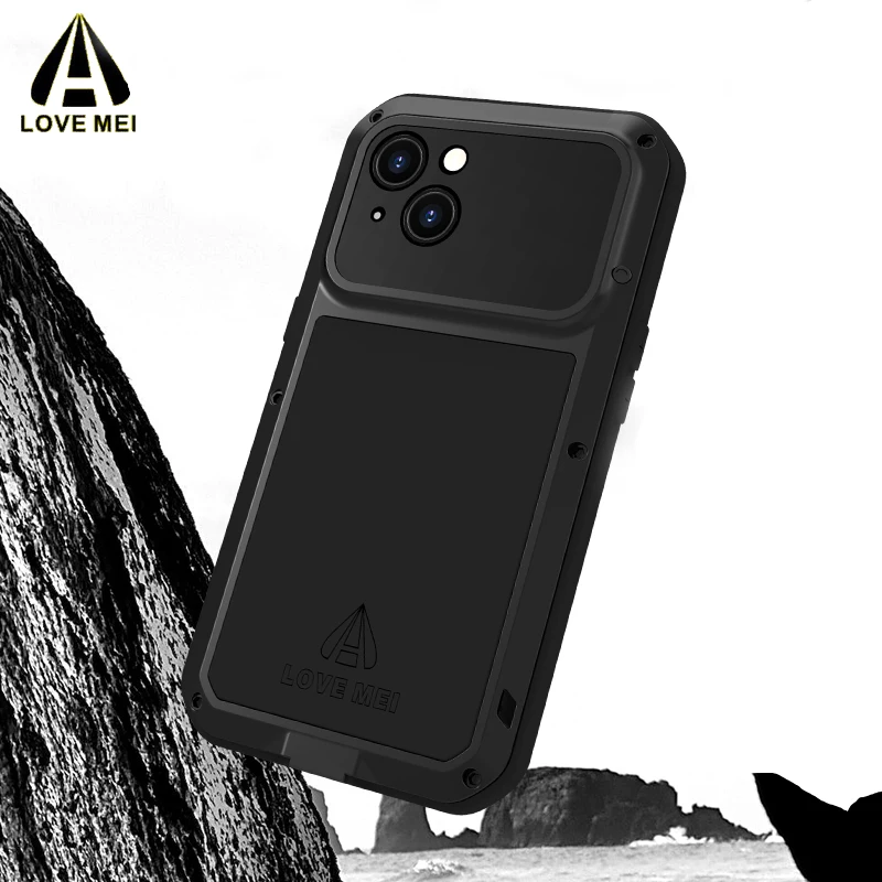 

Оригинальный алюминиевый металлический чехол LOVEMEI, мощный противоударный силиконовый чехол для iPhone 15 iPhone i5, аксессуары для телефона