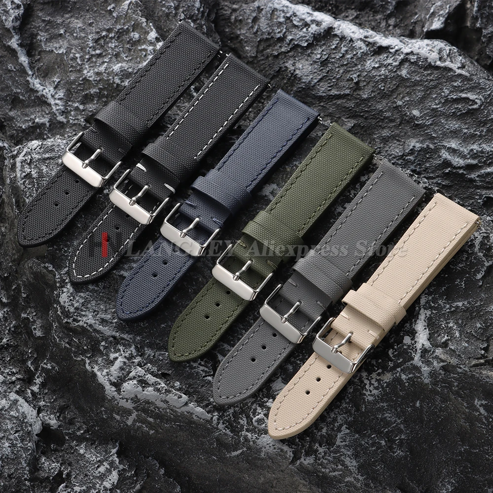 Premium Sailcloth Leather Watch Strap - Waterproof Fabric with Quick Release