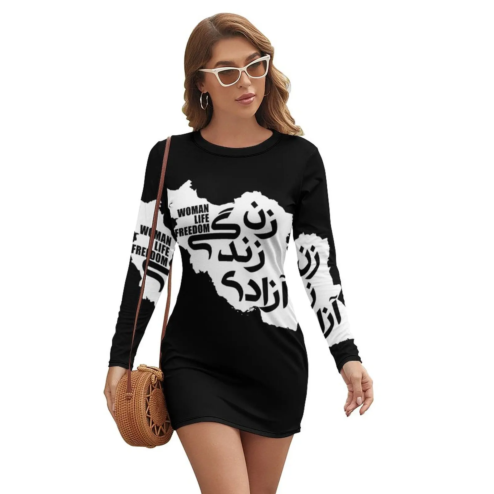 

Woman, Life, Freedom    Long-sleeved Dress Woman fashion prom dress