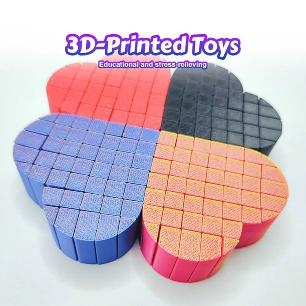 Fractal 3D Printed Pixel Heart Gifts Creativity Portable Heart Fidget Toys AntiAnxiety Relaxation Decompression Toy For Women
