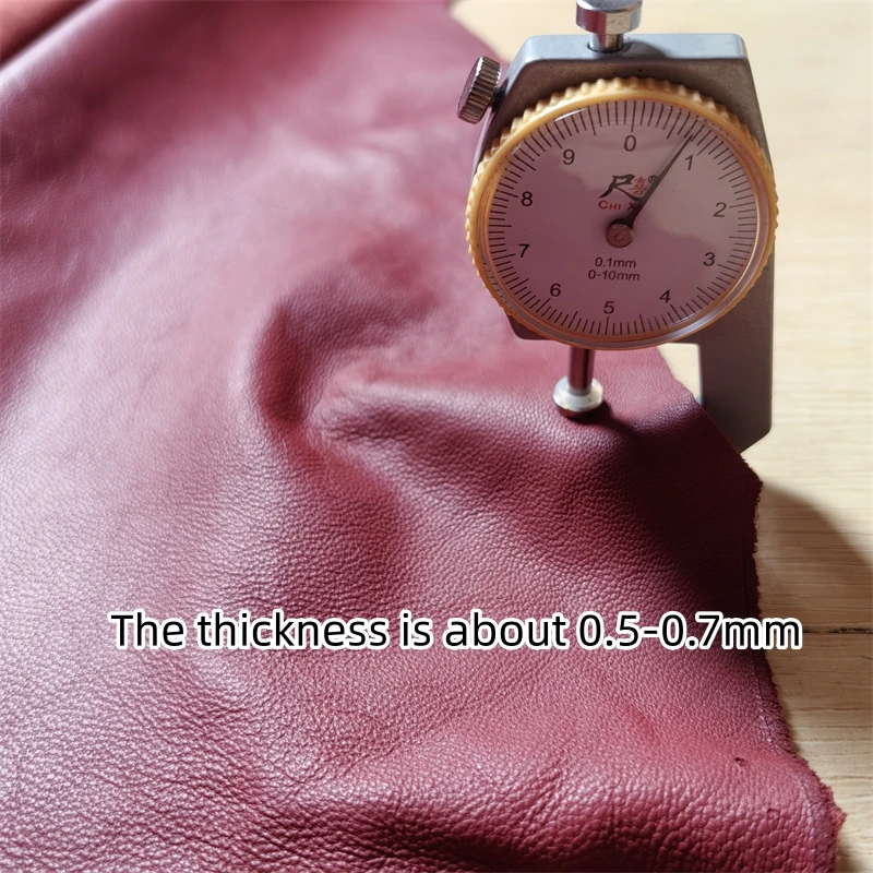 버건디 양가죽, 1 층 가죽, 진짜 가죽 원단, 수제 DIY 의류, 0.5mm, 0.7mm 가죽 스커트, 전체 양가죽