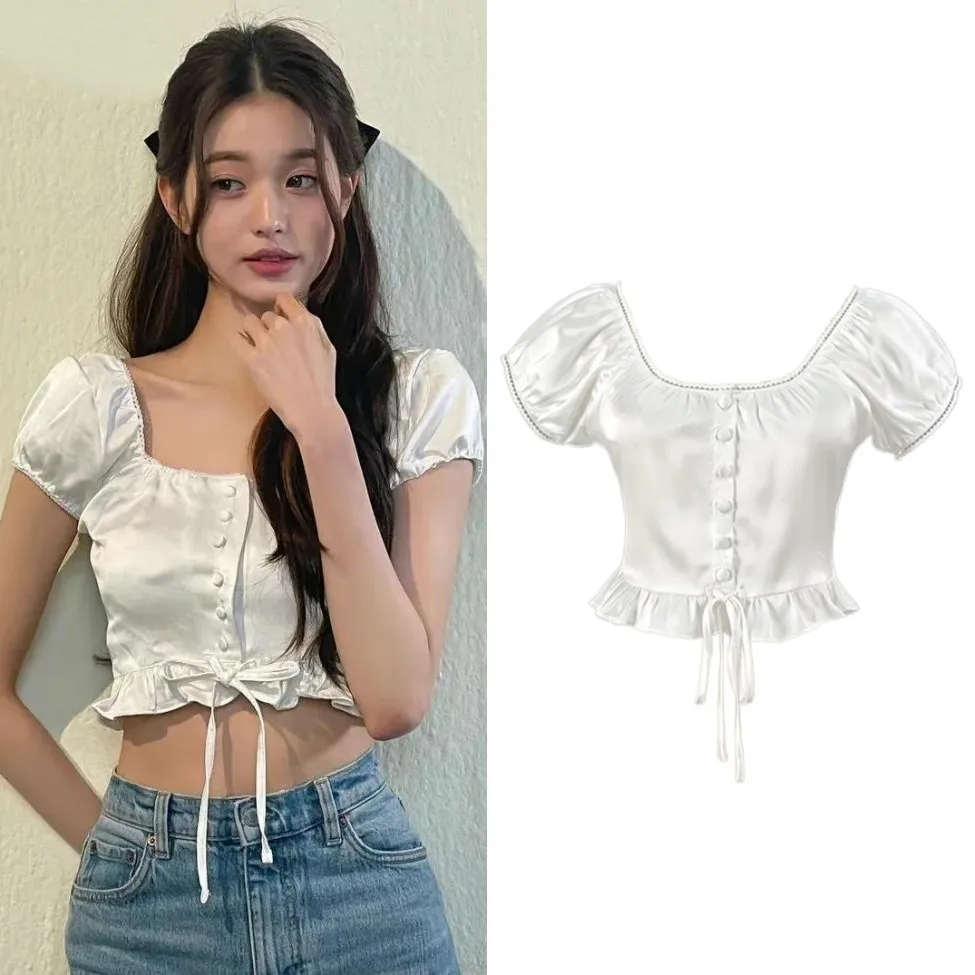 

Kpop Idol Outfit Women Square Collar Jazz Dancer Outfit Concert Outfit Music Festival Clothing Rave Wear Stage Costume JL4837