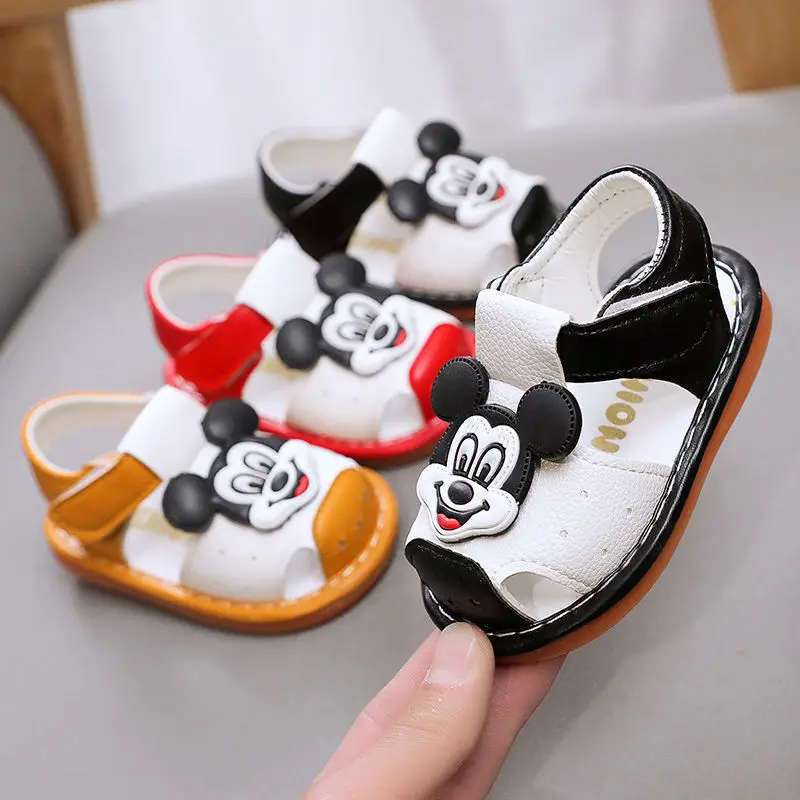 

Disney cartoon Minnie Mickey Mouse summer girls anti-kick boy called shoes soft leather baby toddler Princess shoes