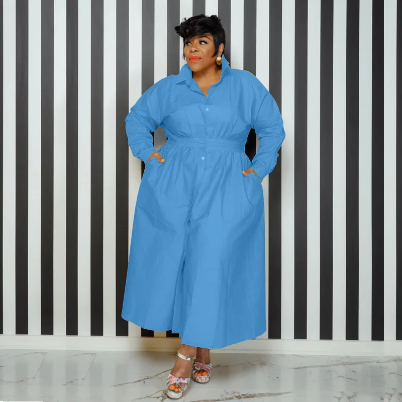 Plus Size Women Elegant Dress Solid Blouse Dinner Dress Female Fashion Evening Gowns Lady Party Robe Loose Formal Clothes