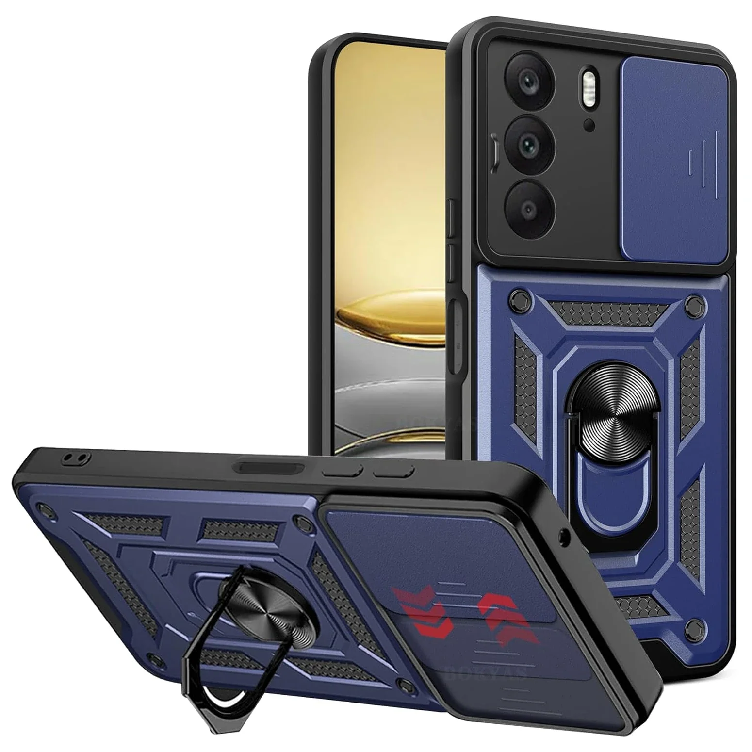 Enhanced Armor Case with Lens Protection and Magnetic Ring Holder - Durable Phone Cover Shell