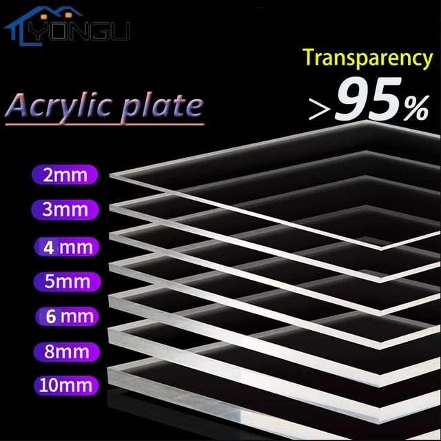 Transparent colourless cast plexiglas thickness 5 mm