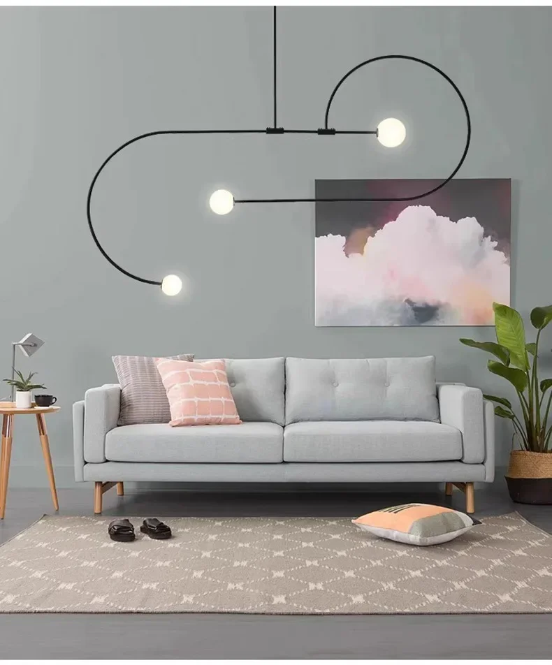 Description Picture 5 of itemSANDYHA Nordic Iron Pendant Lights Glass Ball Hanging Chandelier Living Room Bedroom Decoration Dining Table Lighting Fixtures