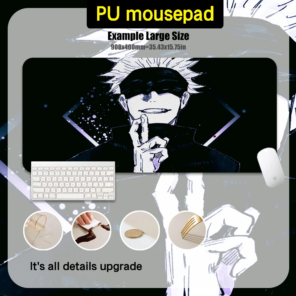 

Jujutsu Kaisen Mousepad PU Leather Large Anti Slip Table Mat High End Quality, Light Luxury Table Mats Anime Home Office Setup