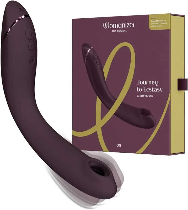 

Womanizer OG G-spot Vibrator-Clitoral Sucking Sex Toy with 12 Intensity &3 Vibration Levels Curved Flexible-Stimulator for Women