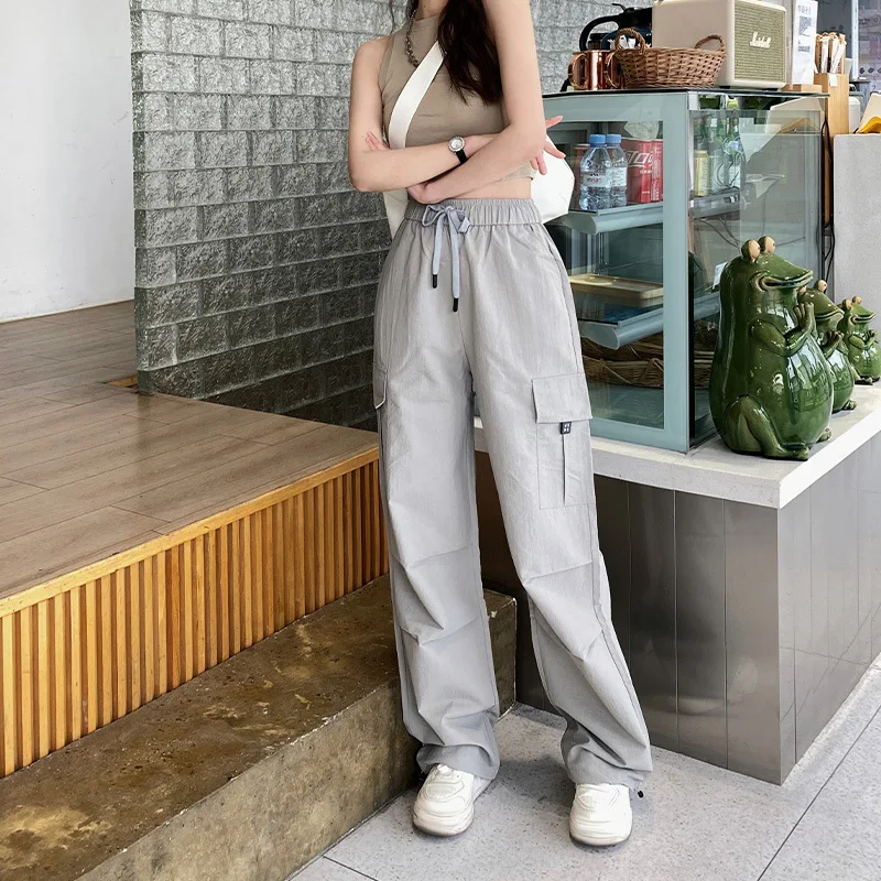 High-waisted Overalls Women's Summer New Drawstring Wide Legs Loose Slim Slim Casual Mopping Trousers