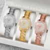 3PCS Women's Watches Fashion Full Diamond Stainless Steel Band Quartz Watch（Without Box） 1