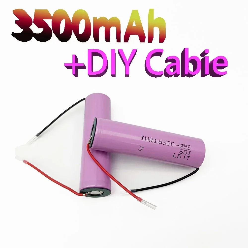 

18650 35E 30A discharge 3.7V 3500mAh 18650 rechargeable battery toy flashlight lithium battery+DIY cable