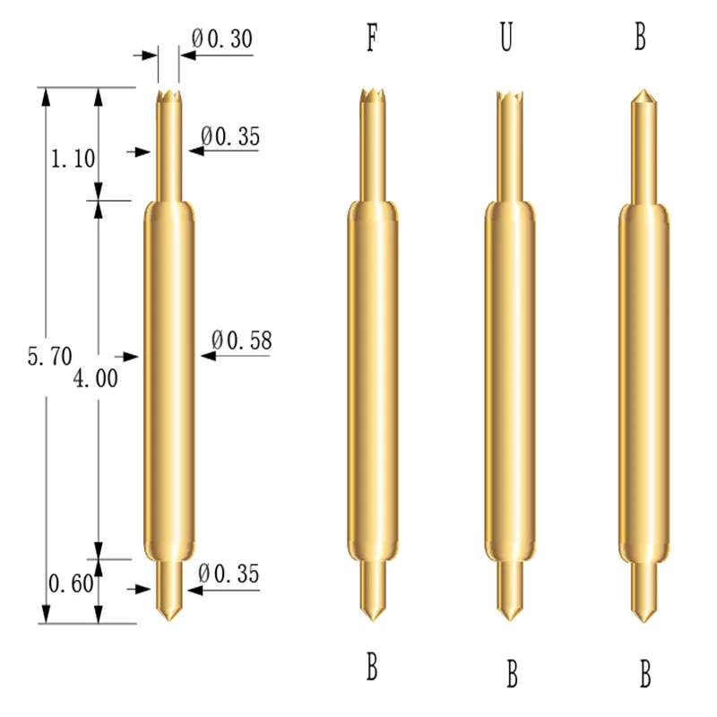 100PCS BGA Double-Head Pin 058-JJ BB  BU BF 5.7mm Semiconductor Dual-Head High Frequency Test Pin IC Test Two-Ended Telescopic