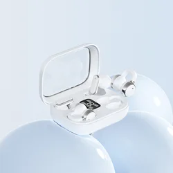 Dual Set Wireless Earbuds with ENC Noise Cancelation and LED Display (White)