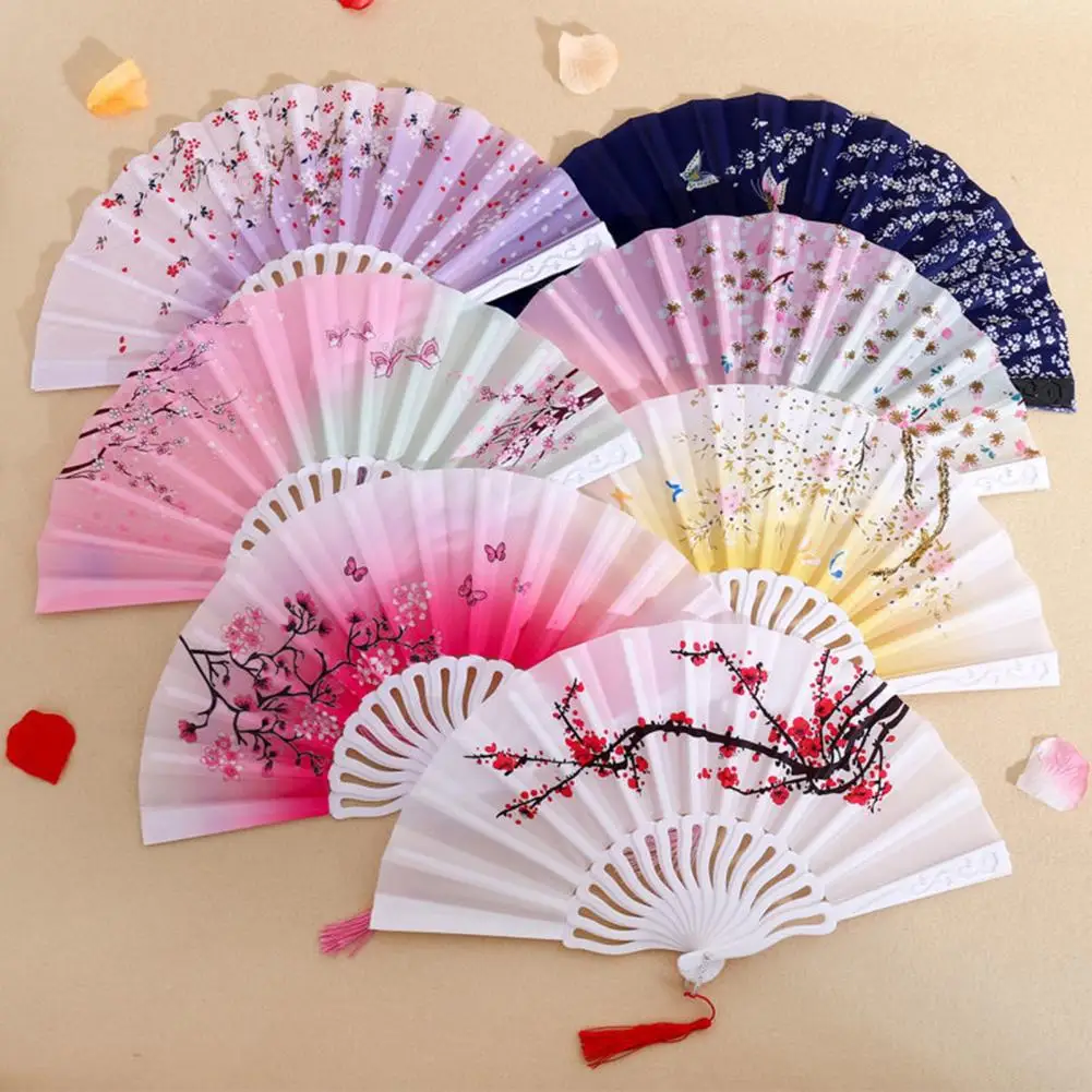 

Chinese Ink Painting Fan Peach Blossom Bamboo Leaves Landscape Fan Traditional Fan Dancing Fan Hanfu Handheld Fan Hand Fan