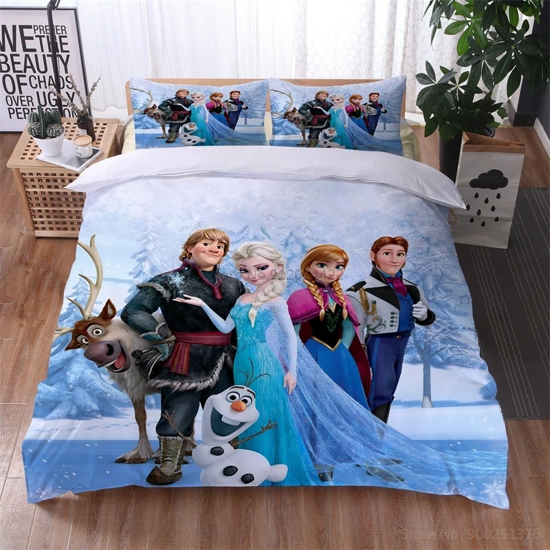 Juego de cama de Blancanieves, ropa de cama de Ariel, Bella, Aurora, Cenicienta, Princesa, tamaño Queen, King, niños, niñas, juego de funda nórdica con estampado de animados de Disney en 3d