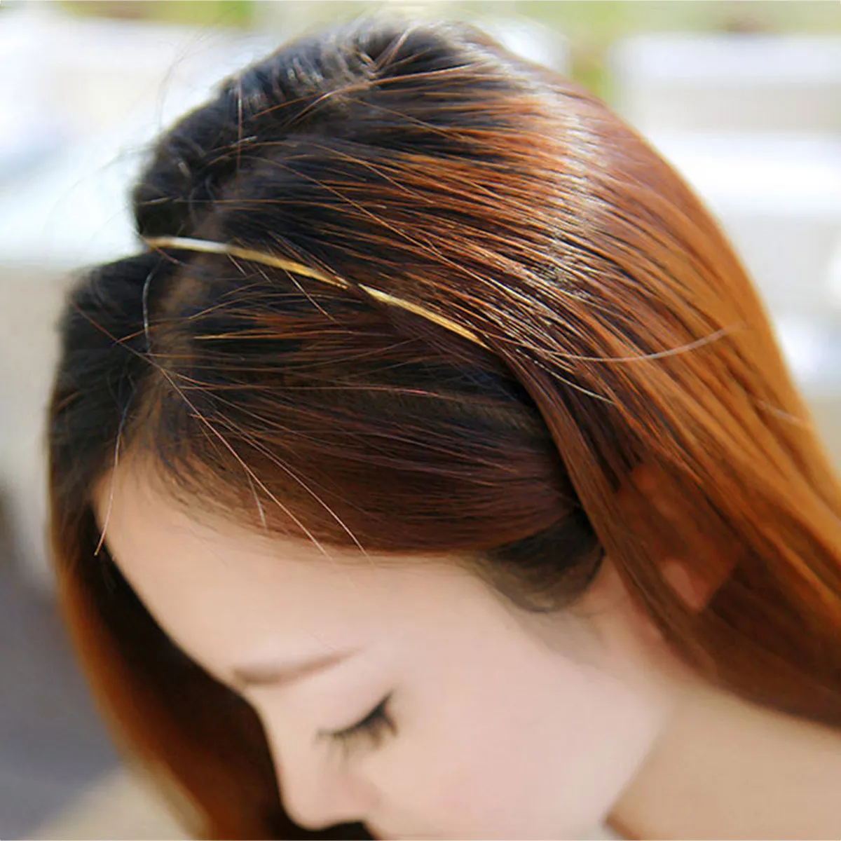 여성용 순금속 후프 6개, 심플 DIY 헤어밴드 액세서리, 골든 걸스 헤어링, ..