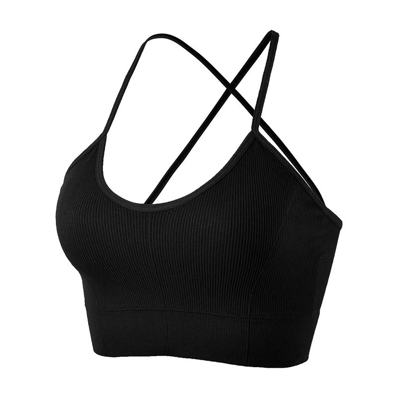 Women Front Buckle rod Tops Crop Back Brassiere 3/4 Cup - Black 