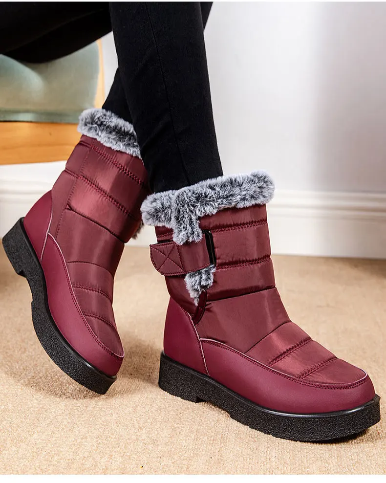 Frauen Stiefel 2025, Neue Wasserdichte Pelz Stiefel Für Winter Schuhe Frau Elegante Mit Hohen Absätzen Schnee Stiefel Schwarz Gummi Botas Mujer Footwear – Detail 11