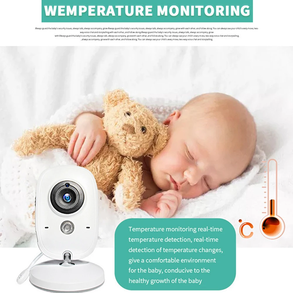 Video Baby Monitor 2.4G Wireless 3.2 Inches LCD Night Vision 2 Way Audio Talk Security Mother Kids Camera Babysitter VB603