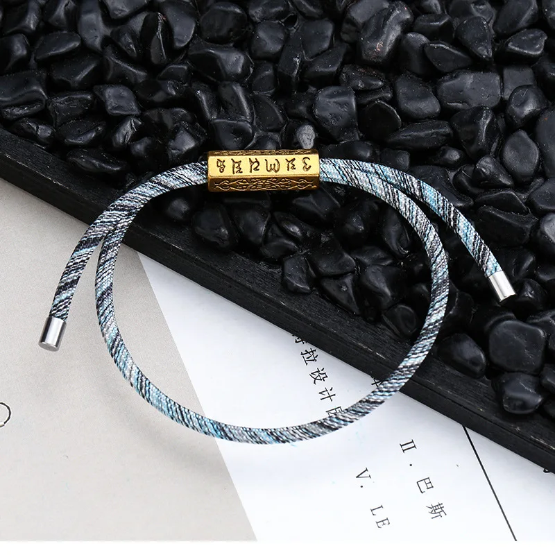 Ethnic Tibetan Buddha Head Braided Amulet Lucky Braided Bracelet Women Men's Six-character Mantra Buddha Jewelry Bracelet Gift