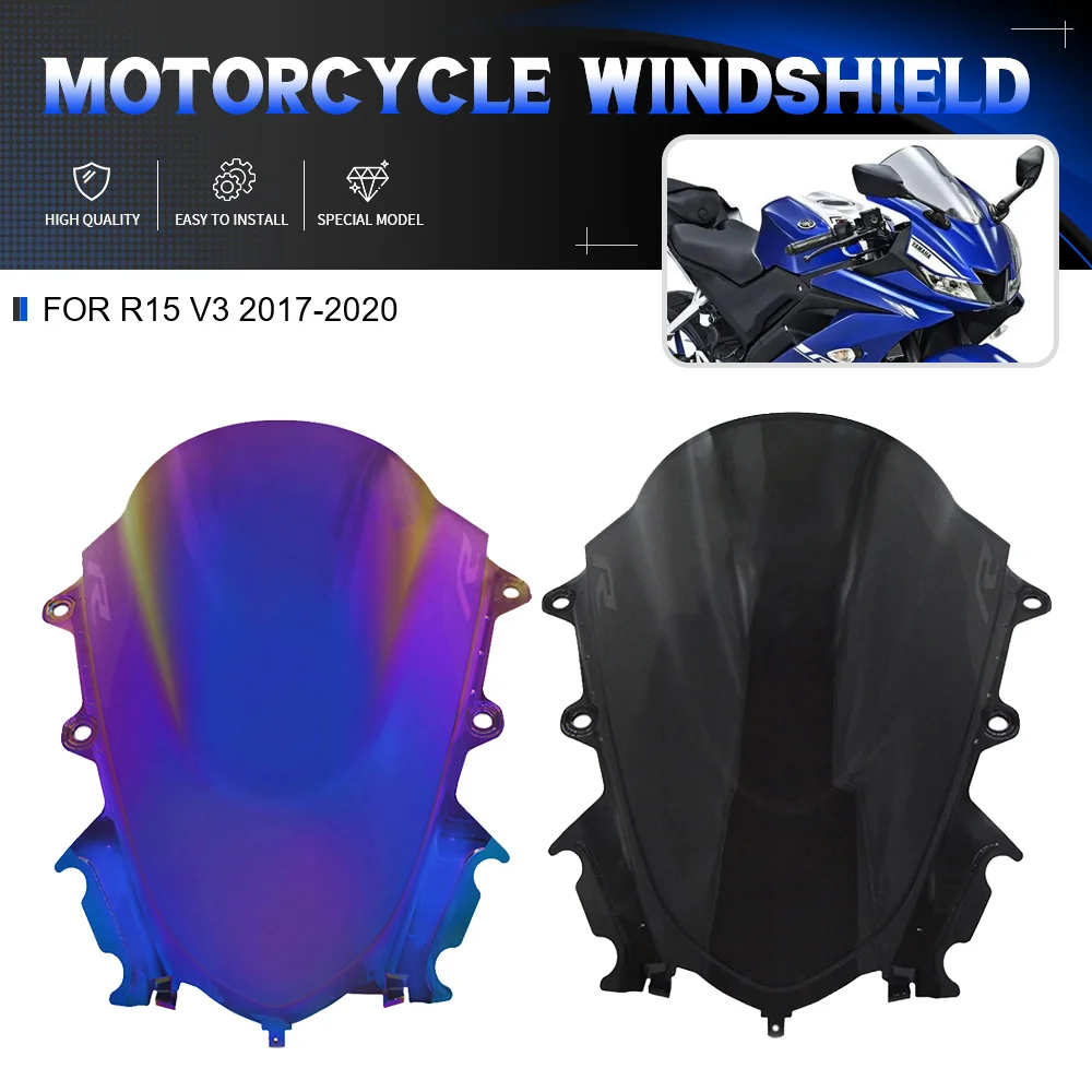 

Motorcycle Windshield WindScreen Deflector Screen Shield Double Bubble For Yamaha YZF R15 R25 YZFR15 YZF-R25 V3 2017 2018-2021