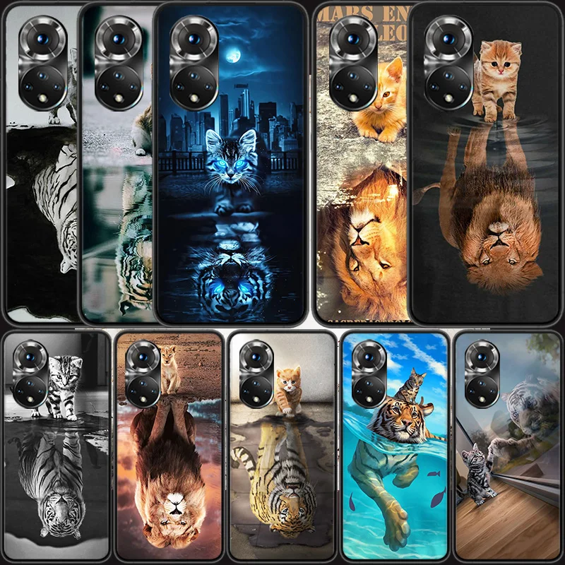 Lion Tiger King Custodia In Silicone Trasparente Per Honor 50 20 Pro 1020I 10 9 Lite 9X 8A 8S 8X 7S Huawei P Smartz 2021 Y5 Y6 Y7 Y9 Co