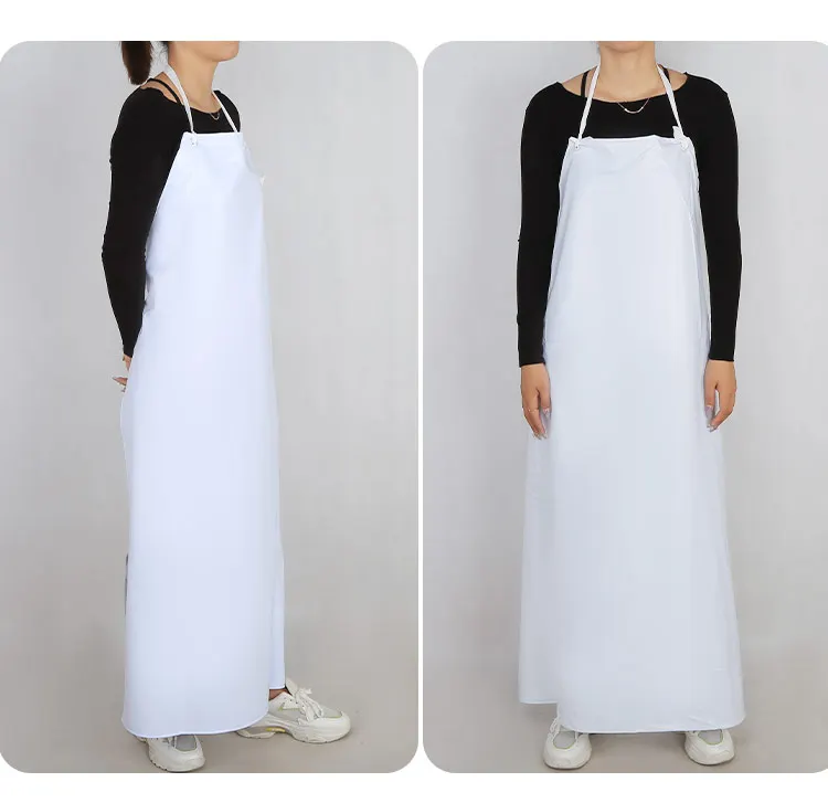 Thickened white apron waterproof oil resistant smock PVC industrial acid and alkali resistant wear-resistant food grade apron 2