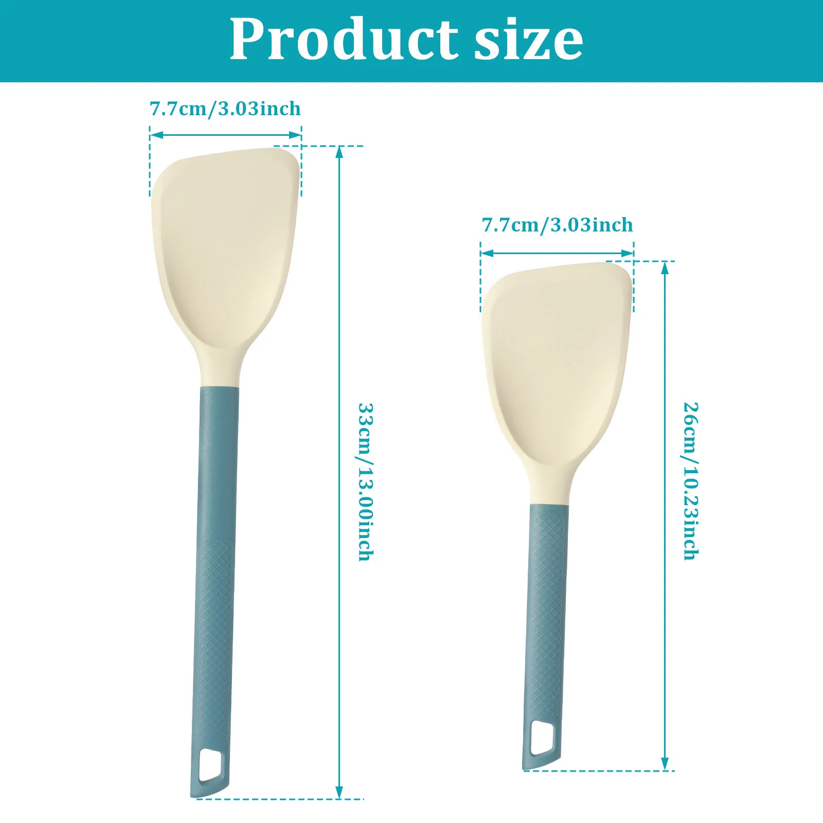 2 Pcs Silicone Turner Spatula Set Heat-Resistant Silicone Spatula Nonstick Turner Waterproof Pancake Flipper