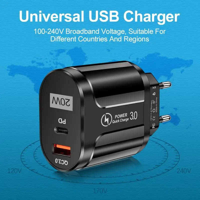 20W Quick USB Charger Type C Fast Charging Charge QC3.0 PD3.0 KR Charger Adaper For iphone 15 14 Samsung Xiaomi Laptop