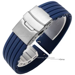 Universal Waterproof Sports Silicone Watch Band - Premium Rubber Strap for 24mm (Midnight Blue)