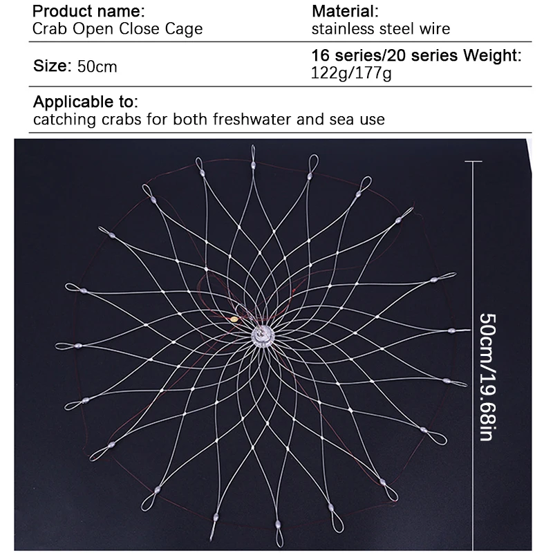 Automatic Open Closing Fishing Net Cage Fishing Crab Trap Net Steel Wire For Saltwater Seawater Outdoor Fishing Tool Accessories