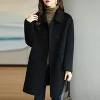 Women's Thickened Woolen Coat Hot Sale Of The Season Autumn Winter New Style Slimming Long Jacket Korean Version Fashionable Out