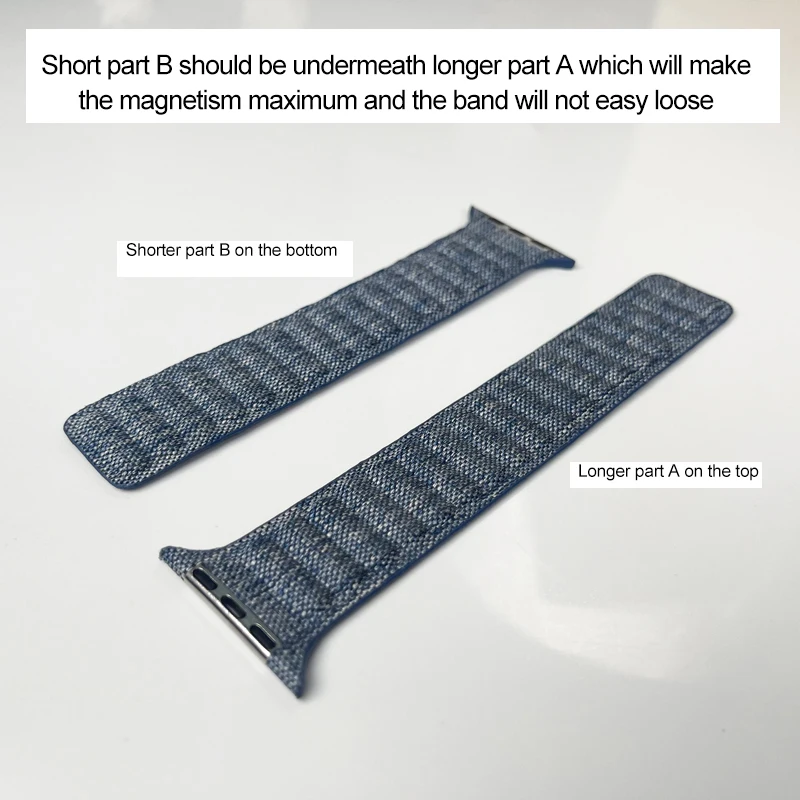 애플 워치 7 8 밴드용 오리지널 마그네틱 팔찌 루프, 울트라 49mm, 44mm, 45mm, 42mm, 38, 40, 41mm, 데님 브레이드 코레아 iWatch se 6
