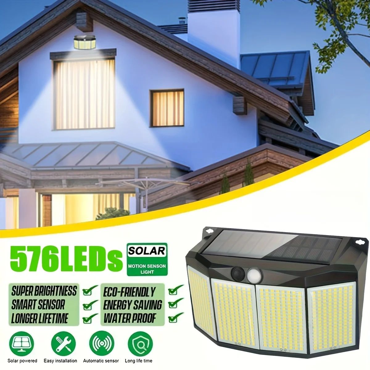 1/2/4 PCS 576 LED Solar Street Light Outdoor Solar Powered Motion Sensor 3 Lighting Modes Waterproof Wall Lamp for Patio Garden led lamp,solar garden lights,led street lamp,led wall light