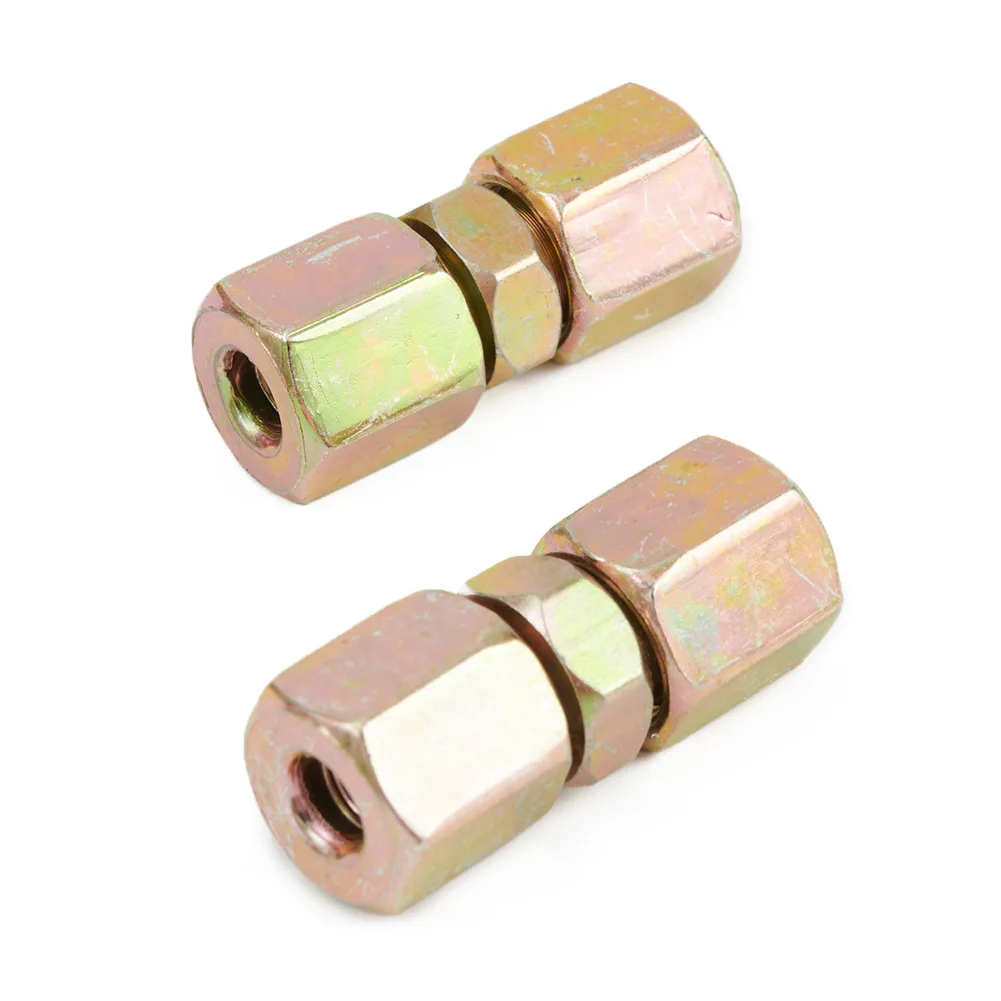 6Pcs Brake Pipe Connectors Brass Brake Line Union Fittings 10mm X 1mm 2 Way Inline Male + Female Nuts For 3/16" O/D Pipe