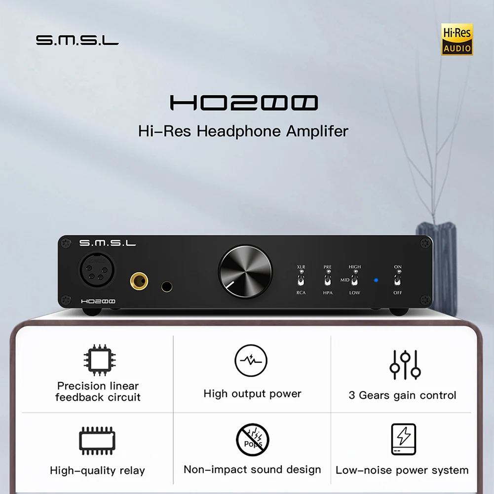 Smsl ho200ヒレスヘッドフォンアンプ、プリアンプバランス、無