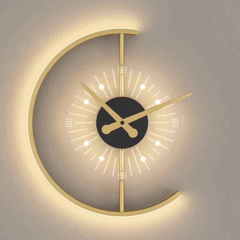 

Wall Clocks Home Decor Nordic Bedroom Living Room Decoration Wall Lamp Sconces Lighting Fixtures Luminaria Led Clock with Light