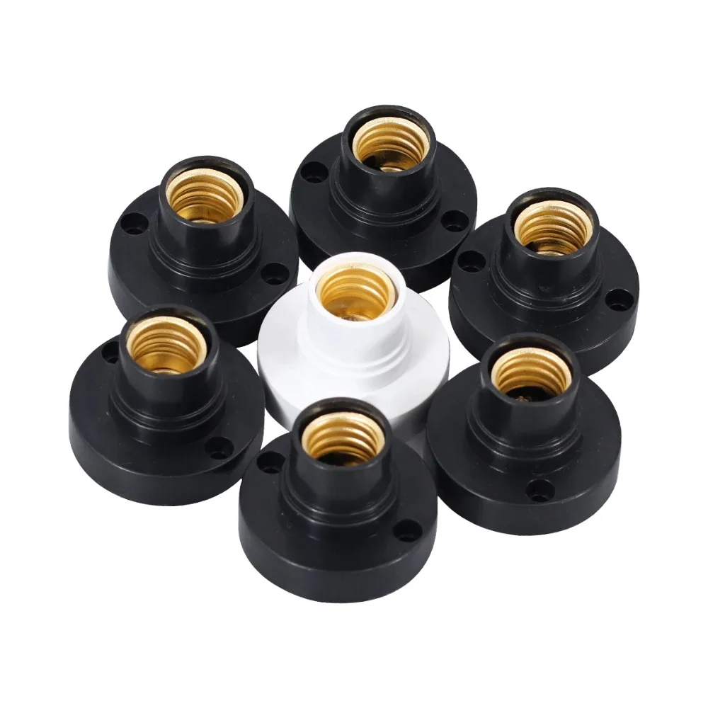 10PCS E14 Black white 6A 220V Conversion Flat Lamp Holder Lamp Switch Environmental Protection Screw Small Screw Home Decoration