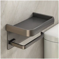 Aluminum Alloy Toilet Paper Holder Wall Mount WC Storage Organizer Roll Paper Phone Shelf Holder Bathroom Accessories 3