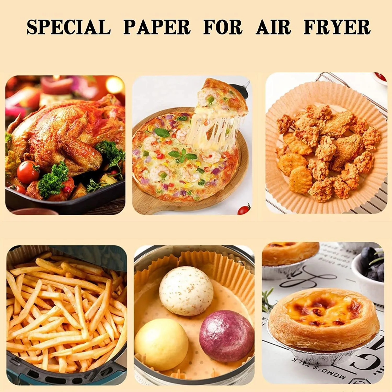 Plateaux jetables Airfryer - 20cm - Plateaux jetables AirFryer - Papier  cuisson | bol