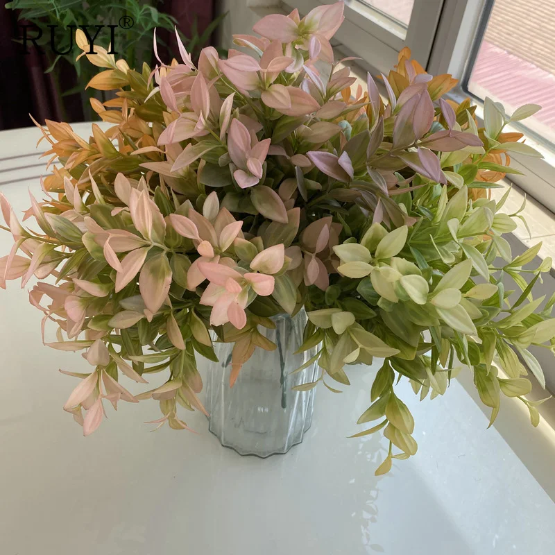 Artificial Oil Color Vanilla Leaf Artificial Plastic Flowers Faux Green