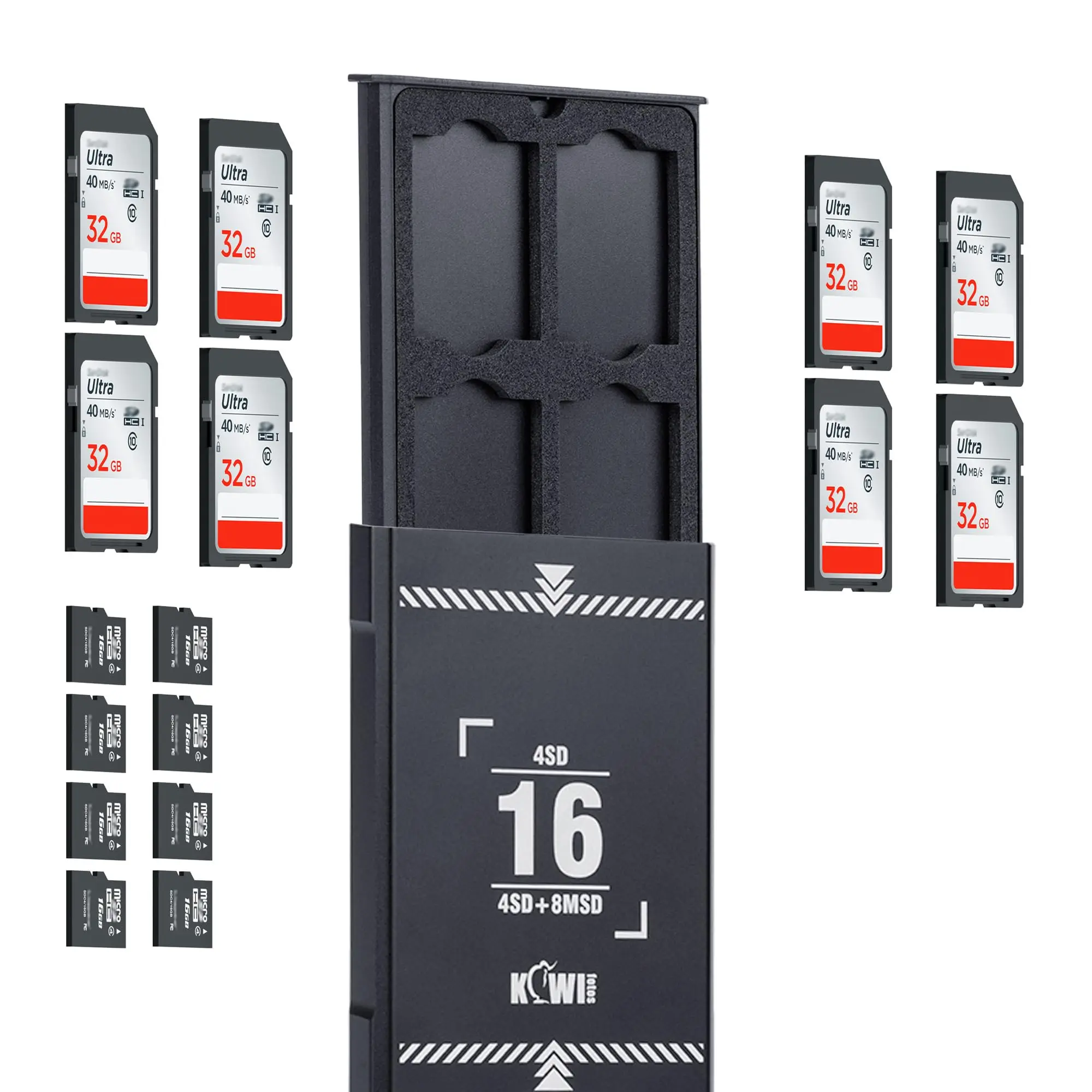 팝업 메모리 카드 케이스, 충격 방지 TF SD 메모리 카드홀더 정리함, 4 SD 및 4 x CF 익스프레스 타입-A 및 8 x 마이크로 SD용, 16 슬롯